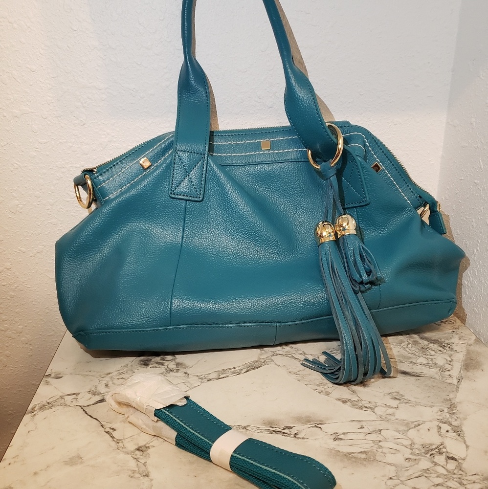 Cuore & Pelle Amelia Teal Pebble Leather Purse